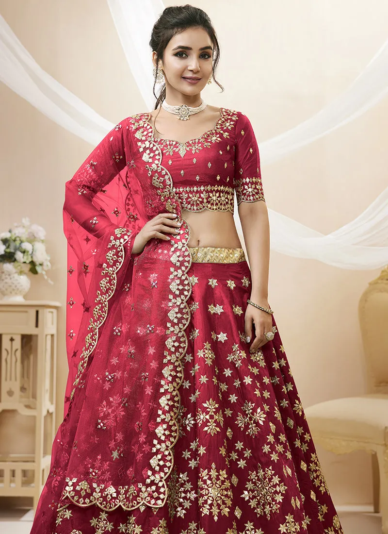 Maroon Mirror Embroidery Traditional Lehenga Choli