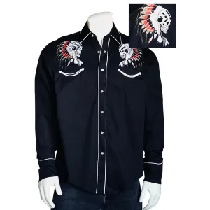 Men's Vintage Western Shirt Collection: Rockmount Fancy Embroidered Chief's Skull