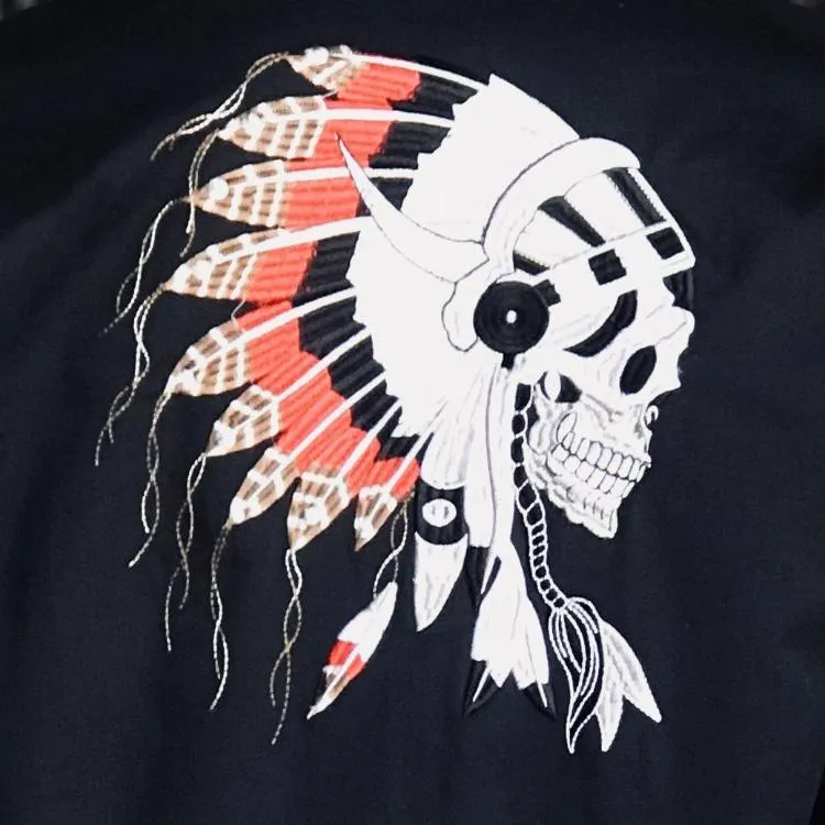 Men's Vintage Western Shirt Collection: Rockmount Fancy Embroidered Chief's Skull