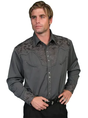 Men's Vintage Western Shirt Collection: Scully Gunfighter Charcoal & Charcoal