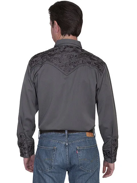 Men's Vintage Western Shirt Collection: Scully Gunfighter Charcoal & Charcoal