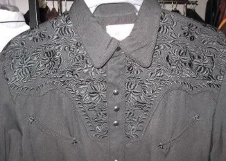 Men's Vintage Western Shirt Collection: Scully Gunfighter Charcoal & Charcoal