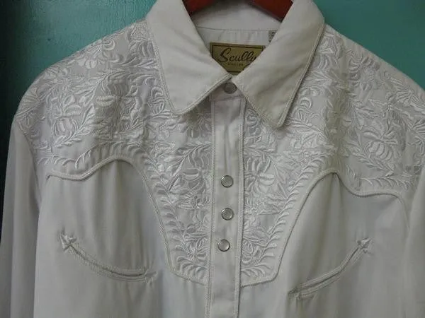 Men's Vintage Western Shirt Collection: Scully Gunfighter White