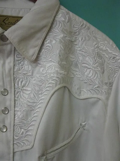 Men's Vintage Western Shirt Collection: Scully Gunfighter White