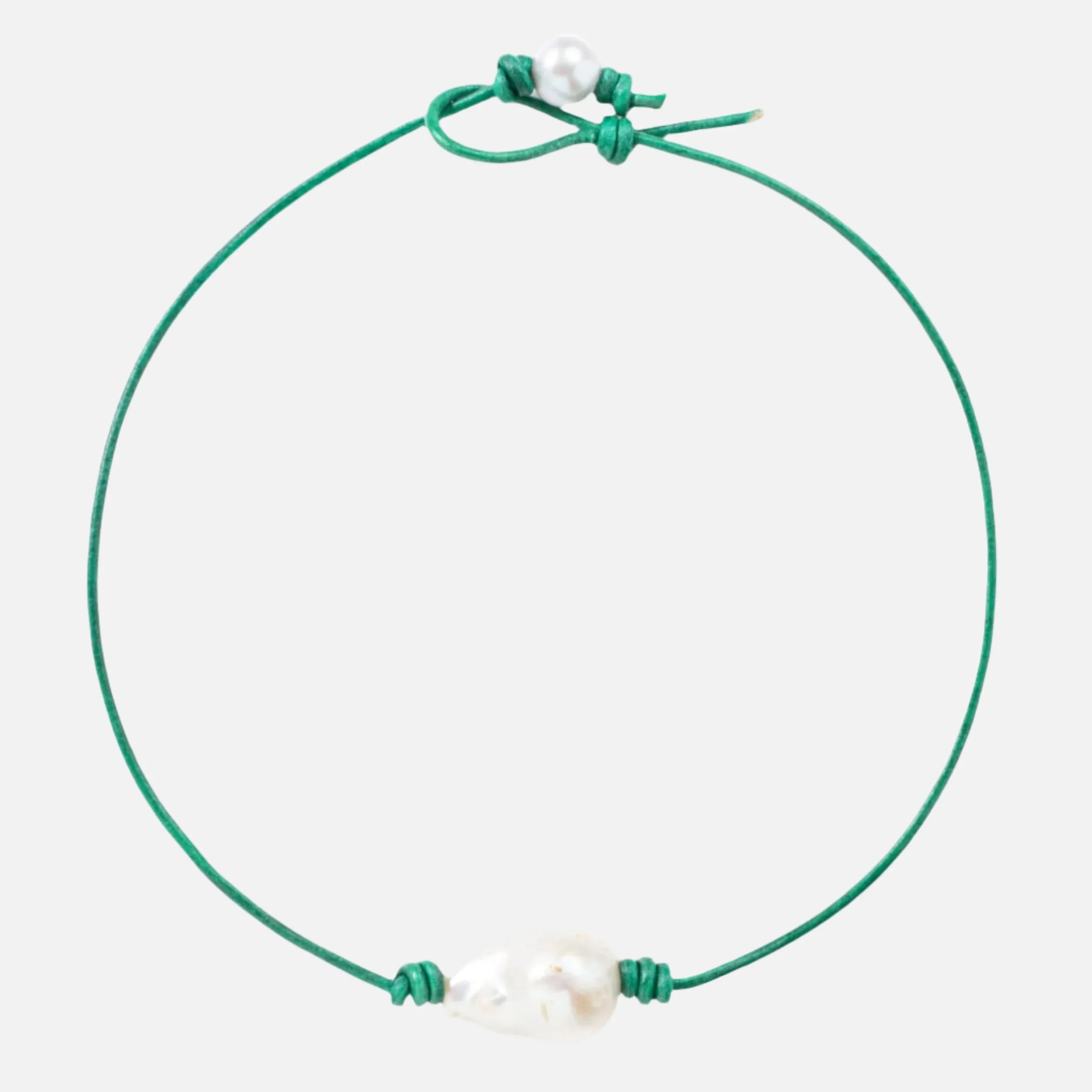 Metallic Sea Green Leather Choker