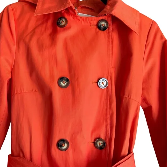 Michael Kors Orange Double Breasted Peacoat Trench Coat‎ Size Small
