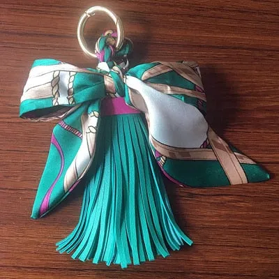 Mini Scarf Bow Leather Keychain