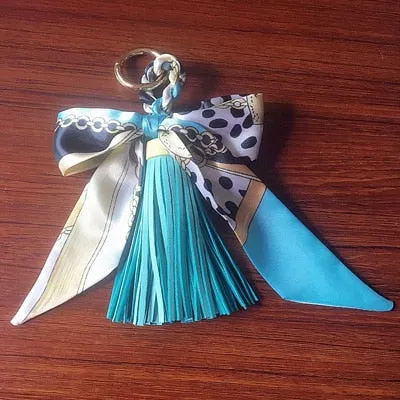 Mini Scarf Bow Leather Keychain