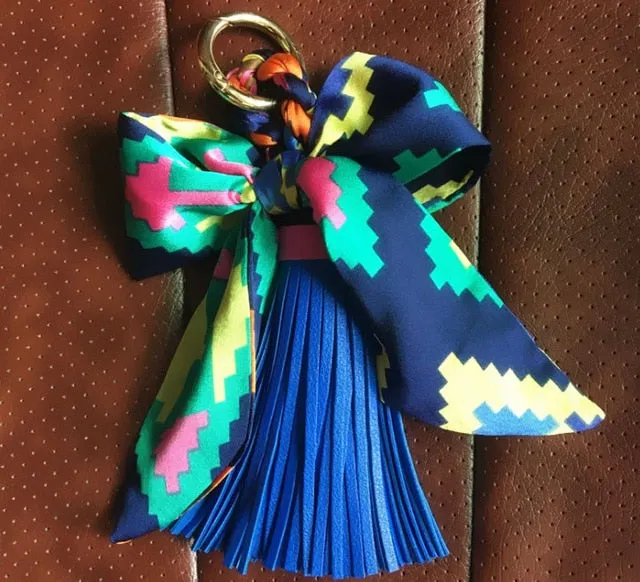 Mini Scarf Bow Leather Keychain