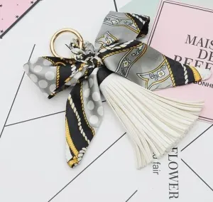 Mini Scarf Bow Leather Keychain