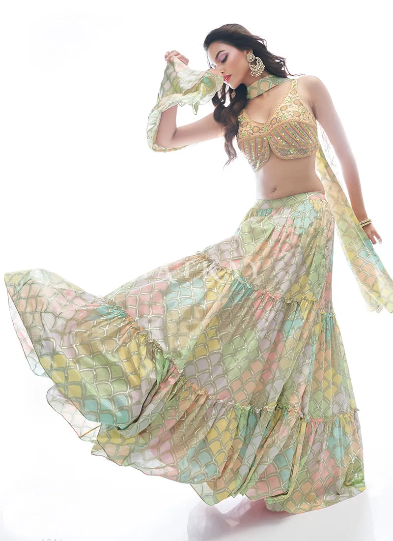 Neon Multi Embroidered Festive Lehenga Choli