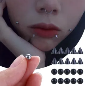 NEW 10 Pieces Punk With Sticker No Piercing For Women Stainless Steel Eyebrow Stud Set No Piercing Jewelry Fake Lip Stud Ball Nose Ring Silver 5mm