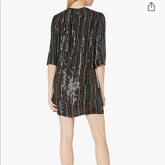 NEW! Anthro Elisa Rainbow Sequin Vertical Striped Shirt Dress