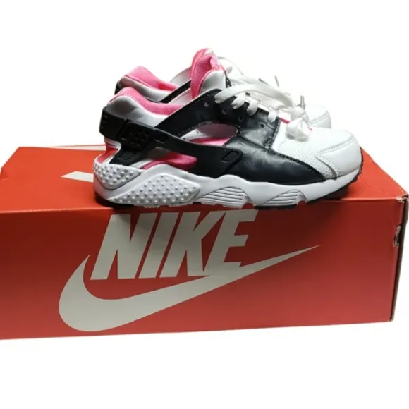Nike Girl Huarache Run (PS) White Pink Black Running Shoes 704951 104 Size 12.5C