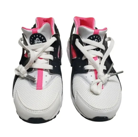 Nike Girl Huarache Run (PS) White Pink Black Running Shoes 704951 104 Size 12.5C