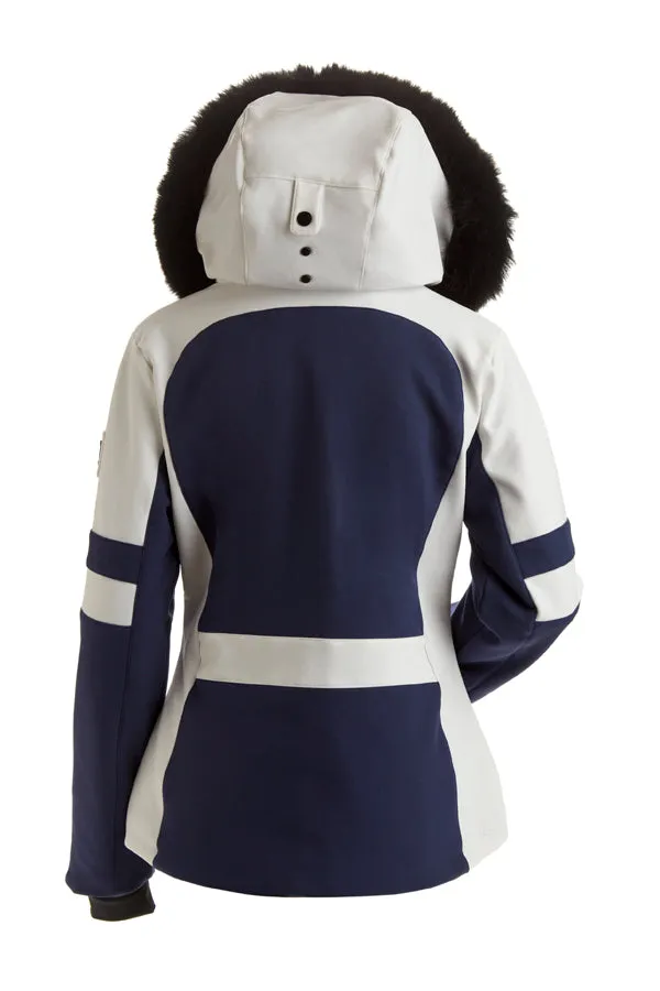 Nils Gstaad Faux Fur Jacket Womens Navy / White