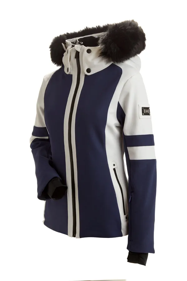 Nils Gstaad Faux Fur Jacket Womens Navy / White