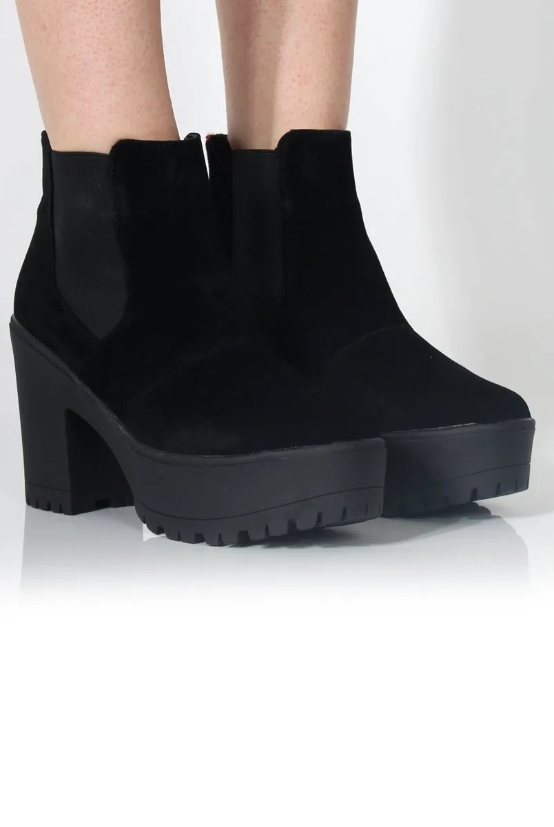 Norma Black Suede Ankle Boots
