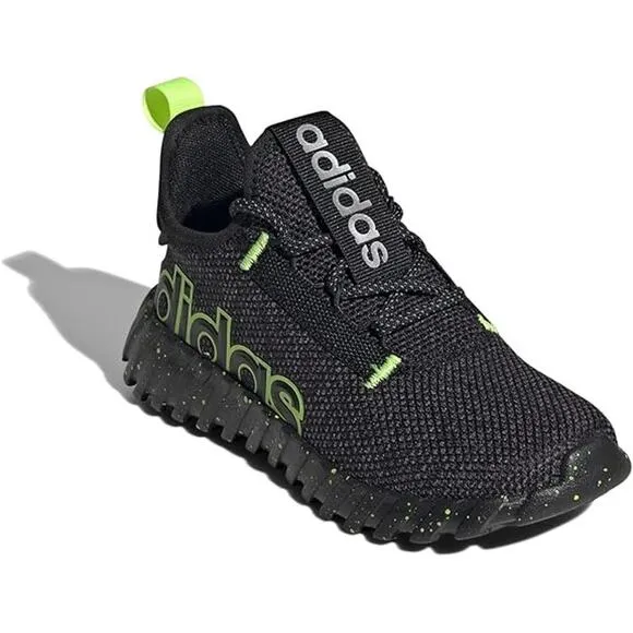 NWT adidas Unisex Big Kid Kaptir Sneaker, Black/Iron Metallic/Lucid Lemon-Size 6