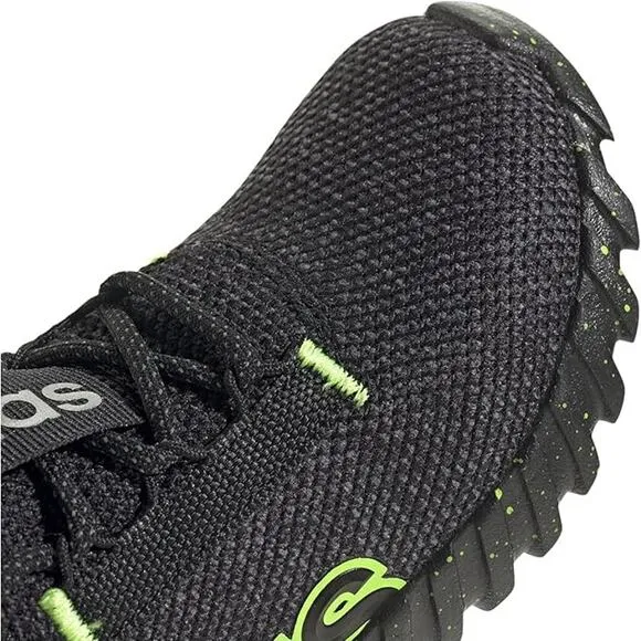 NWT adidas Unisex Big Kid Kaptir Sneaker, Black/Iron Metallic/Lucid Lemon-Size 6