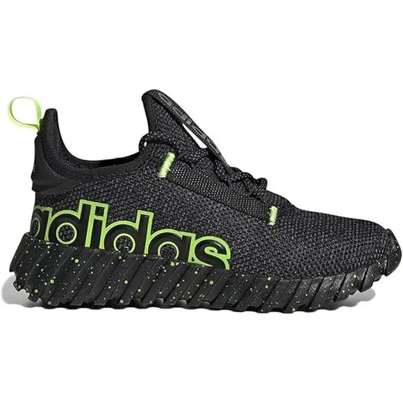 NWT adidas Unisex Big Kid Kaptir Sneaker, Black/Iron Metallic/Lucid Lemon-Size 6
