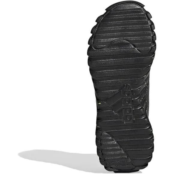 NWT adidas Unisex Big Kid Kaptir Sneaker, Black/Iron Metallic/Lucid Lemon-Size 6