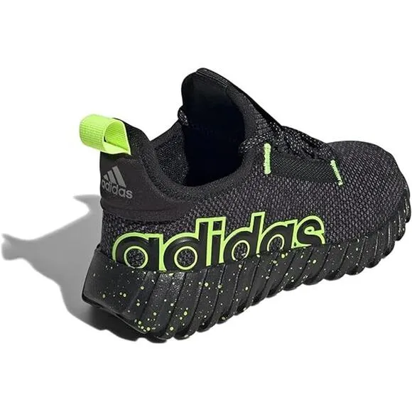 NWT adidas Unisex Big Kid Kaptir Sneaker, Black/Iron Metallic/Lucid Lemon-Size 6
