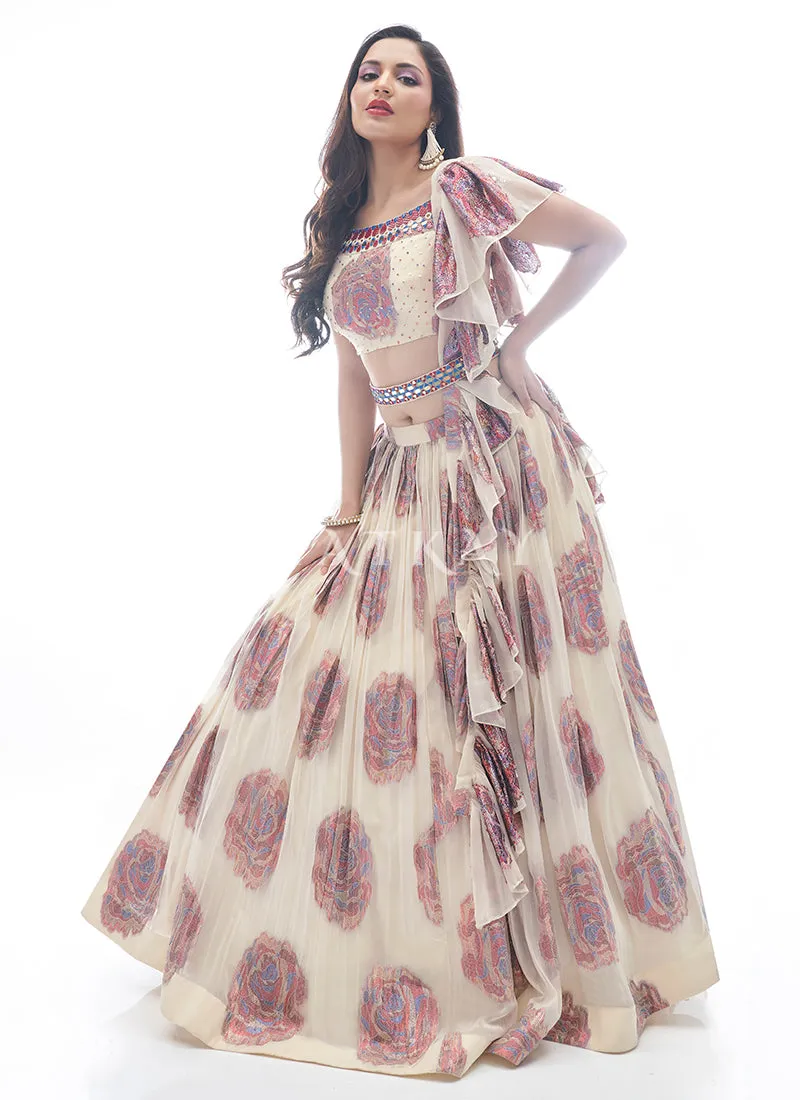 Off White Embroidered Festive Lehenga Choli