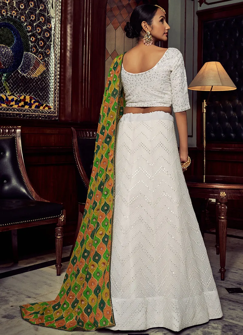 Off White Sequence Embroidery Traditional Lehenga Choli