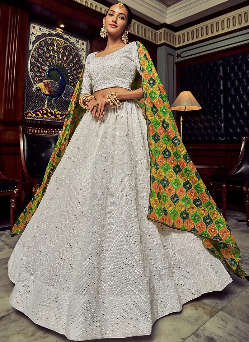 Off White Sequence Embroidery Traditional Lehenga Choli