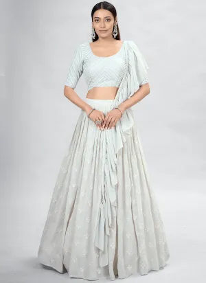 Off White Sequence Embroidery Wedding Lehenga Choli