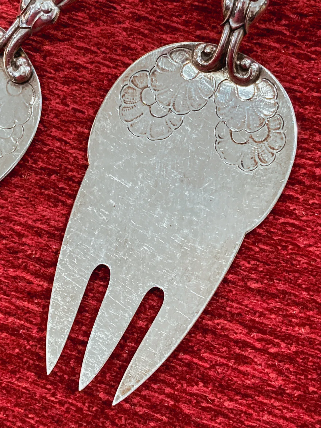 Pair Vintage Georg Jensen Pattern #91 Sterling Silver Fish Serving Set