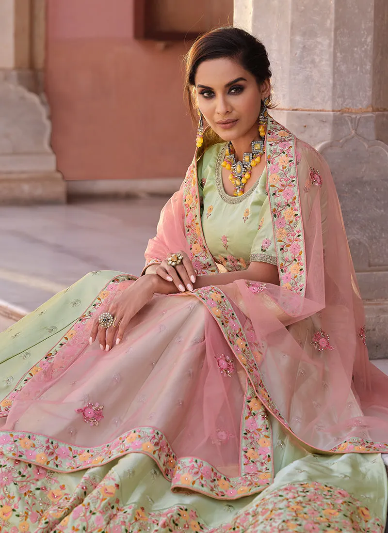 Pale Green Traditional Embroidered Lehenga Choli