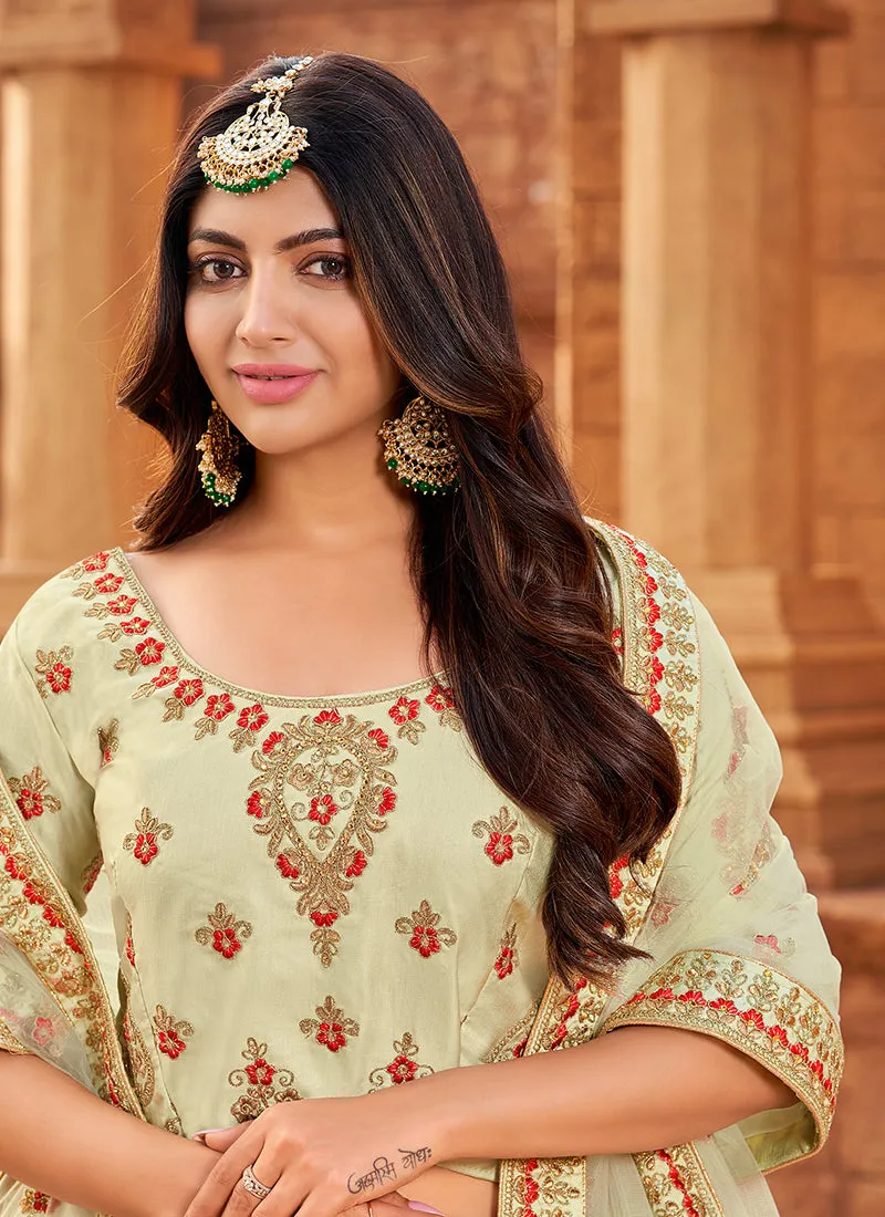 Pale Green Zari Embroidered Wedding Lehenga Choli