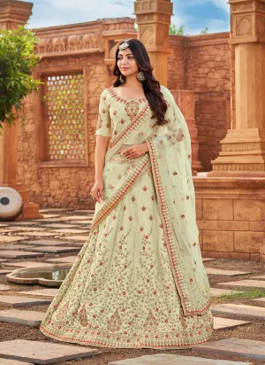 Pale Green Zari Embroidered Wedding Lehenga Choli