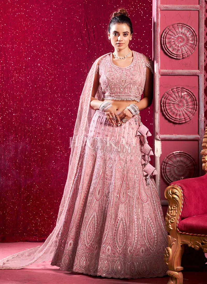 Peach Embroidered Designer Lehenga Choli