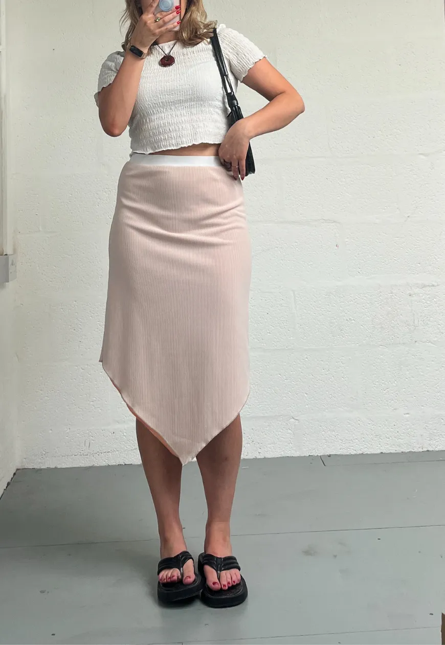 PEACH/CREAM REVERSIBLE POINTED HEM SKIRT