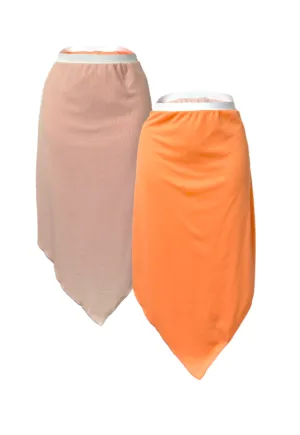 PEACH/CREAM REVERSIBLE POINTED HEM SKIRT