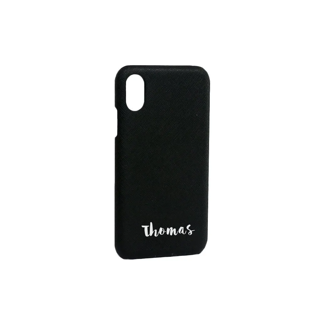 Phone Case - Black Saffiano Leather - (iPhone Cases)
