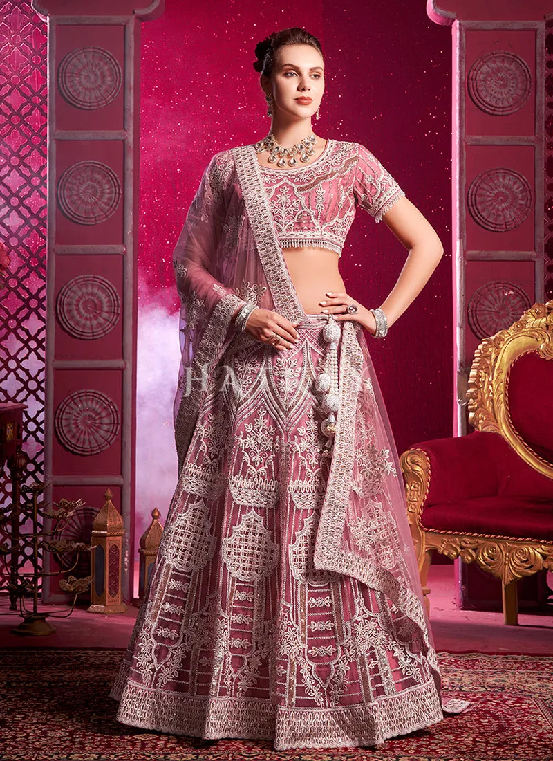 Pink Embroidered Designer Lehenga Choli
