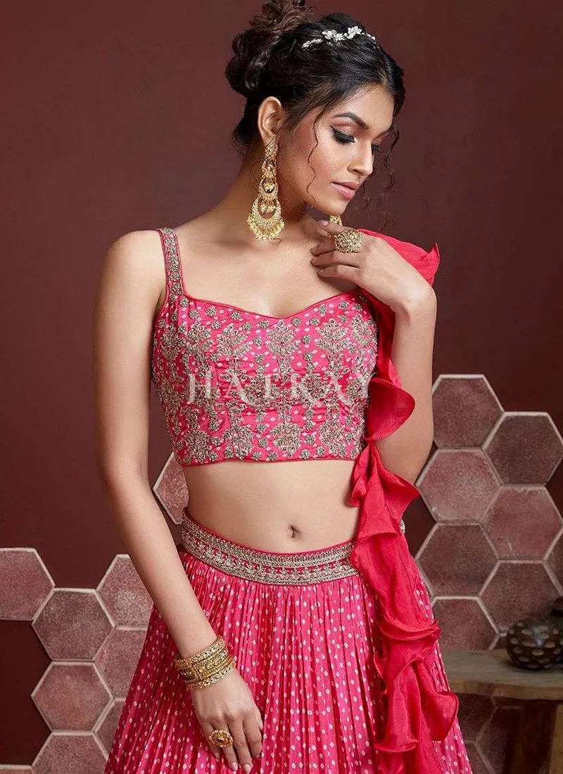 Pink Embroidered Traditional Wedding Lehenga Choli