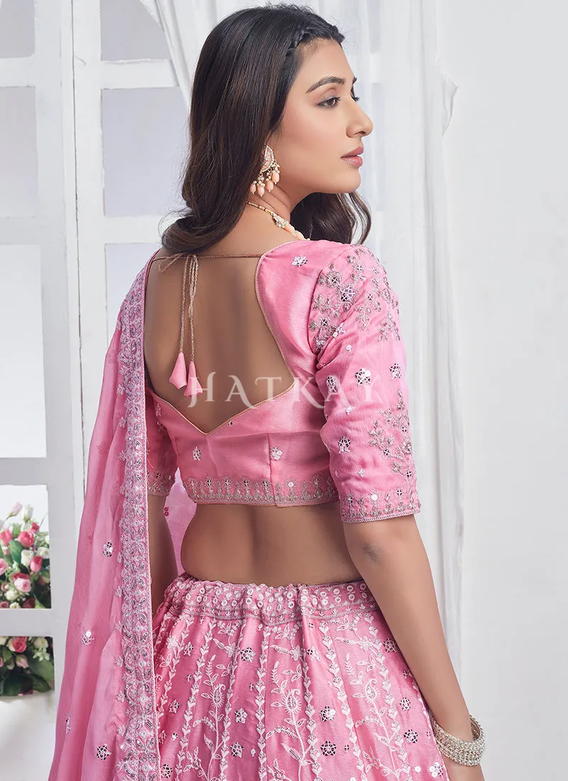 Pink Embroidered Wedding Lehenga Choli