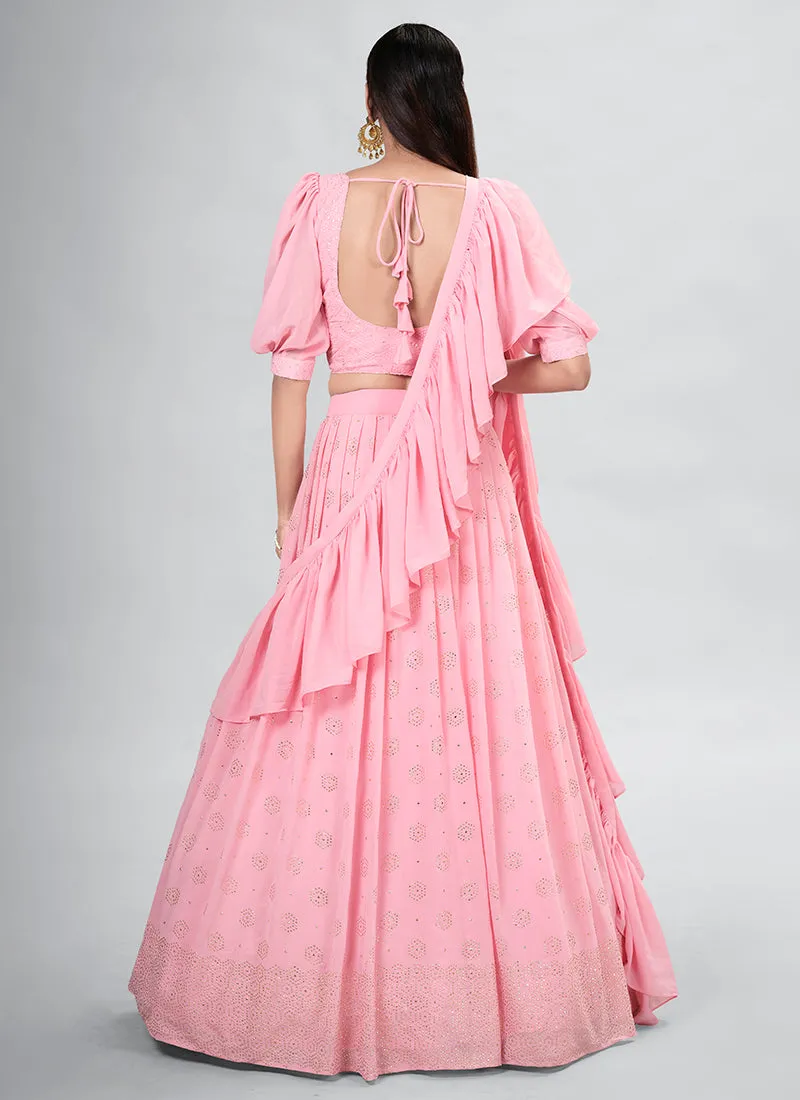 Pink Embroidery Festive Lehenga Choli