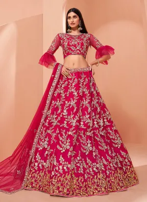 Pink Golden Floral Embroidered Designer Lehenga Choli