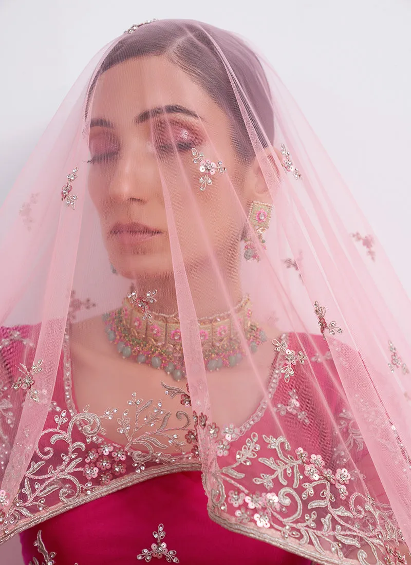 Pink Ombré Zarkan Embroidery Wedding Lehenga Choli