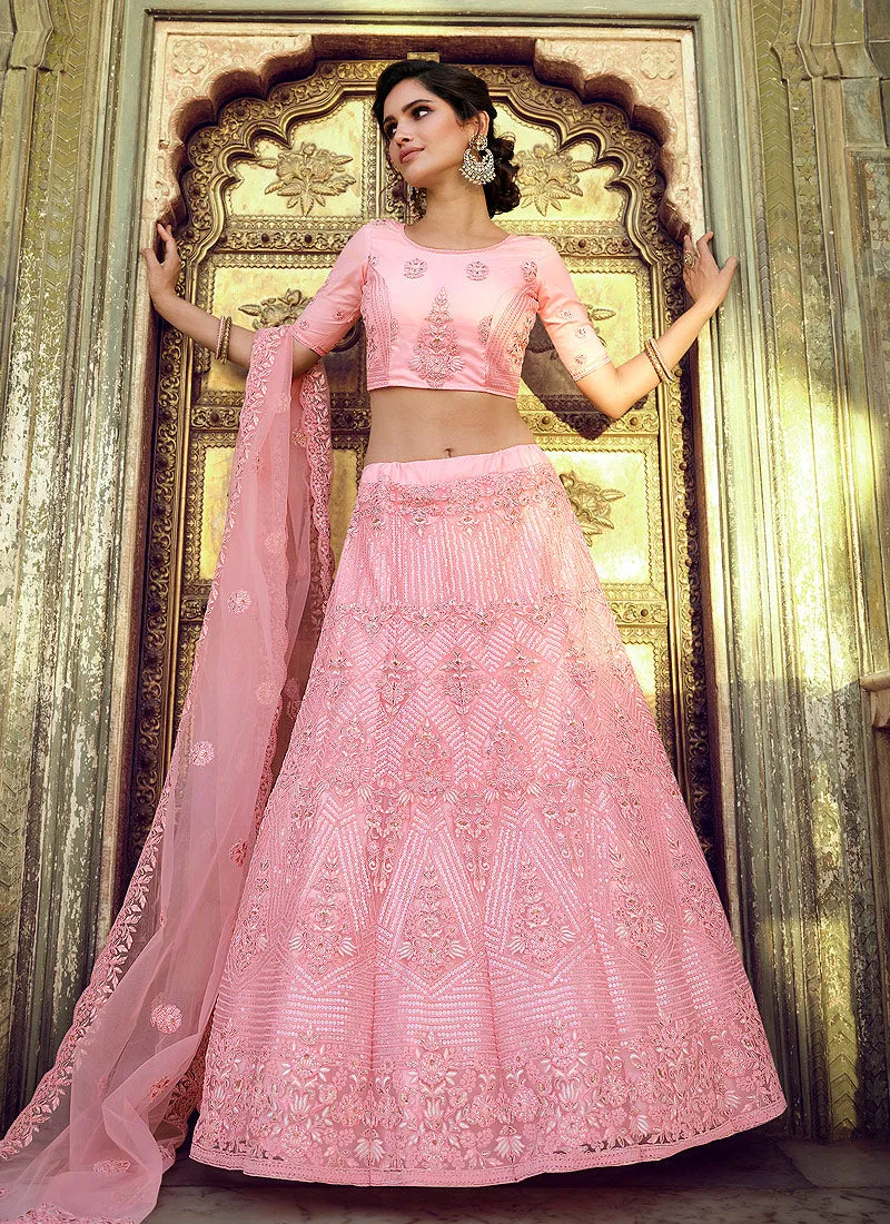 Pink Sequence And Dori Embellished Designer Lehenga Choli