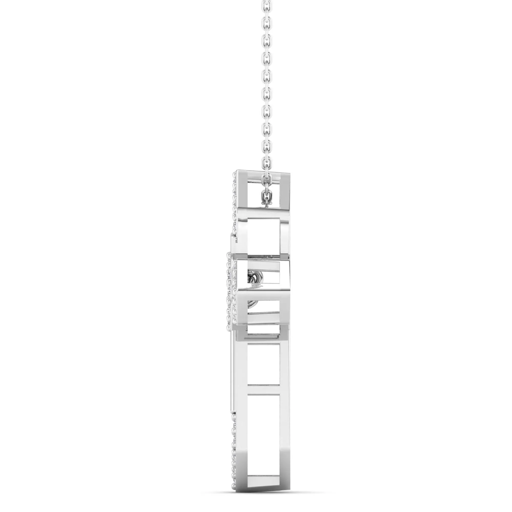 Pointed Edge Cross Dancing Diamond Pendant