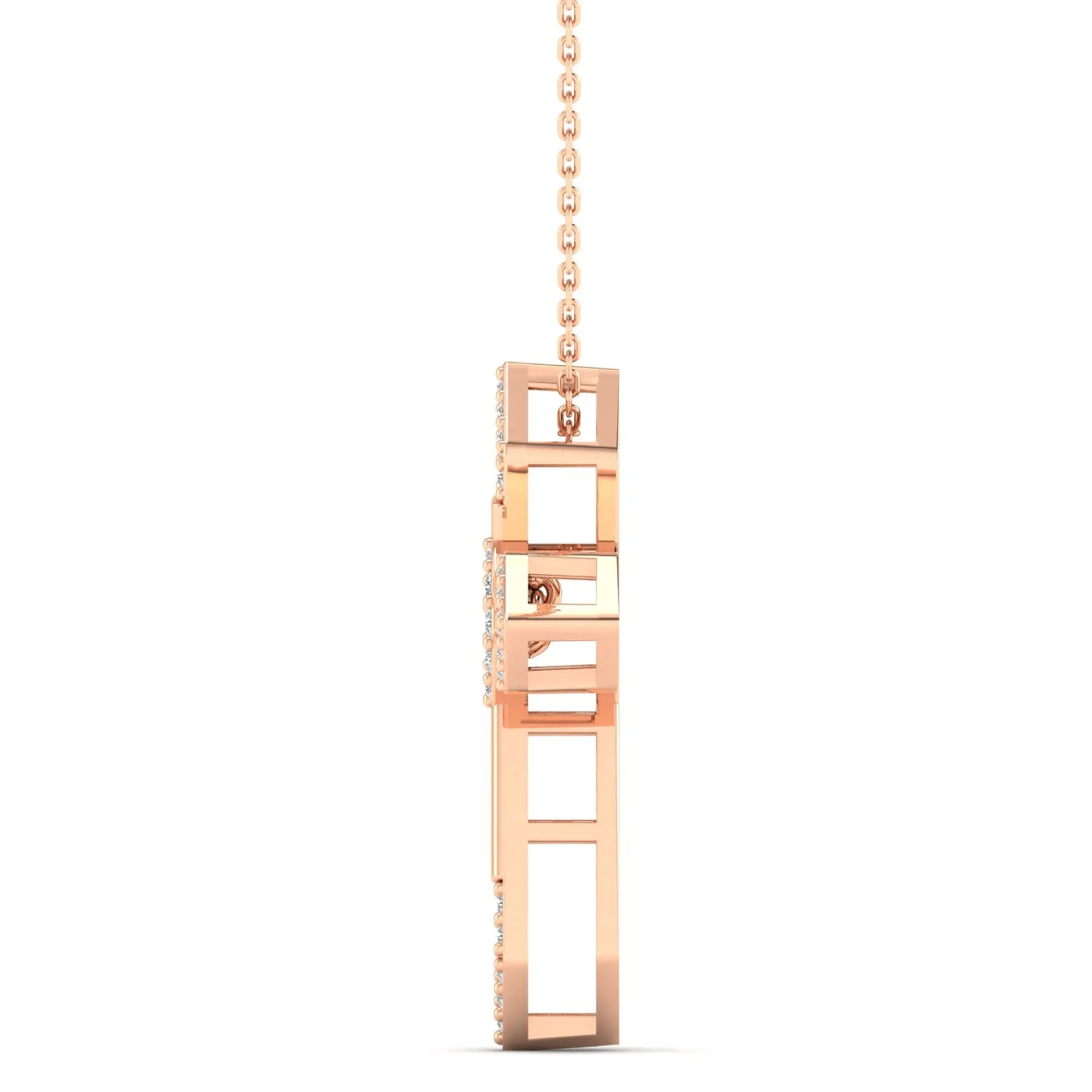 Pointed Edge Cross Dancing Diamond Pendant
