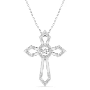Pointed Edge Cross Dancing Diamond Pendant