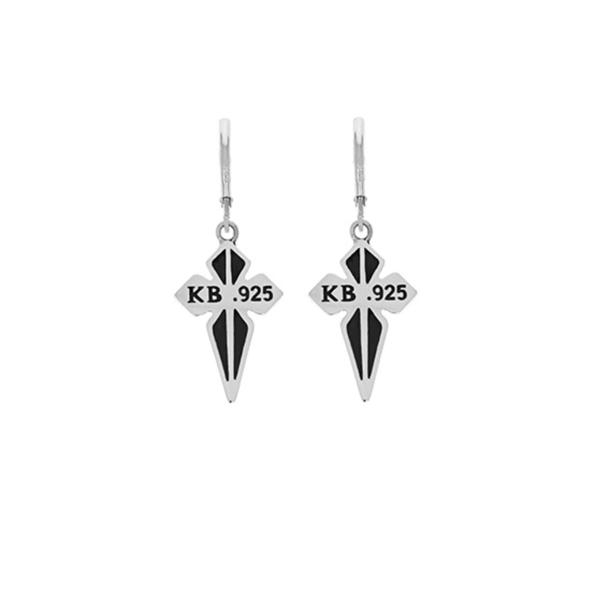 Pointed MB Cross Leverback Earrings